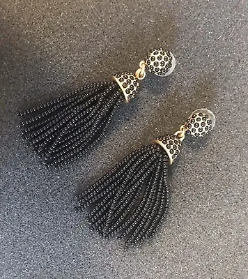 J.Crew Black Beaded Tassel Elegant Earrings • $10