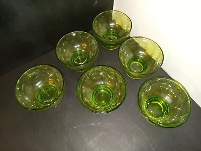 Set Of 6 Unique Green Glass Shot Glasses Vintage Looking Good Condition  • $19.99