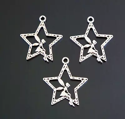 20 Tibetan Antique Silver Angel Fairy On The Star Charms Pendants 29mm TSC49 • £3.50