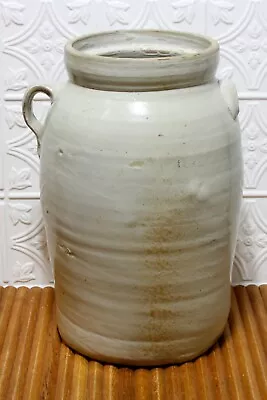 Butter Churn Crock Jug Glazed Stoneware With Pour Handles Antique White 16  • $90