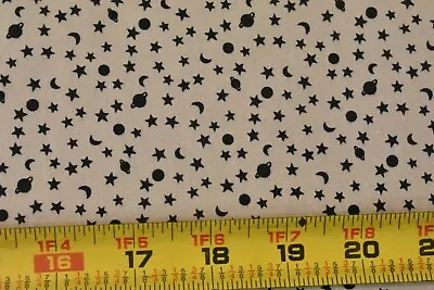 By 1/2 Yd Vintage Black Planets & Stars On Tan Quilt Cotton P9501 • $5