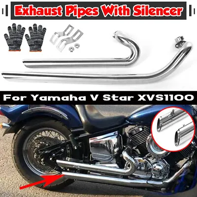 $115.49 • Buy 2 Pcs Motorcycle Exhaust Pipe Full System Muffler For Yamaha V-Star 1100 XVS1100