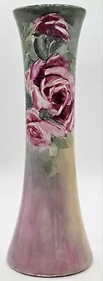 Antique Austria Vienna Handpainted Porcelain Cylinder Rose Vase Multicolored  • $85.10