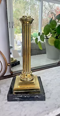 Antique Cast Brass Oil Lamp Base  Reeded Column • £23