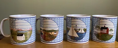 America The Beautiful Mugs Sakura Warren Kimble Sailboats Countryside Set Of 4 • $16