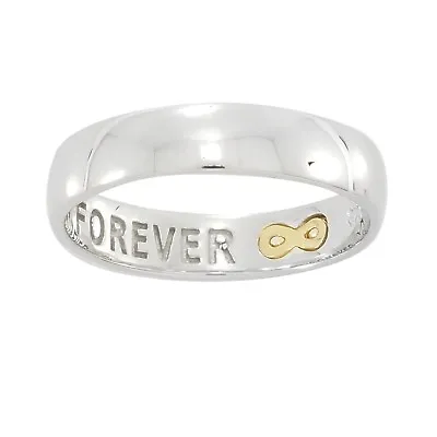 Sterling Silver And 9ct Gold Ladies Commitment Ring.  Forever  4mm Band Width • £23.50