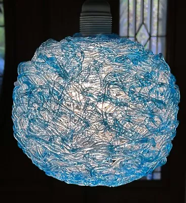 VINTAGE MID-CENTURY SPAGHETTI LUCITE GLOBE LIGHT FIXTURE In GORGEOUS BLUE COLOR! • $85