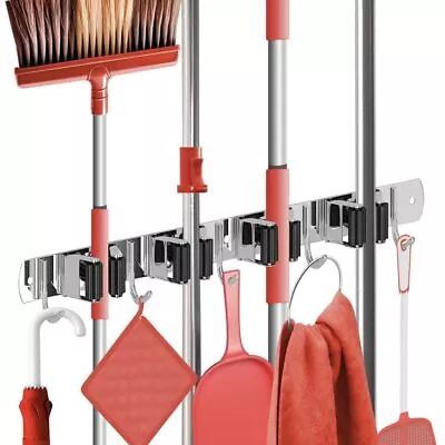 Wall Mount Mop & Broom Holder Heavy Duty Utility Rack Closet & Garage Organizer • $13.99