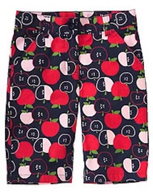 Euc Gymboree Girls Prep School Apple Navy Blue Red Pink Bermuda Shorts Size 8 • $11.99