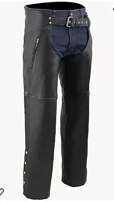 Milwaukee Leather Chaps For Men's Black Prime Leather Zipped Thigh Pocket-Mesh  • $75