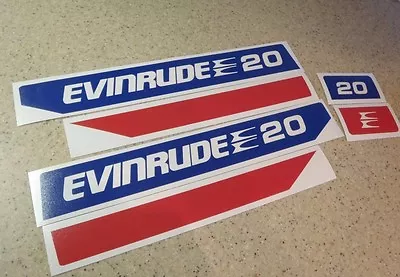 Evinrude Outboard Motor Vintage Decal Kit 20 HP FREE SHIP + FREE Fish Decal! • $18