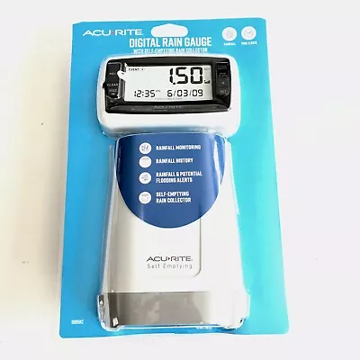 AcuRite Wireless Digital Rain Gauge With Self-Emptying Electronic Rain Collector • $21.60