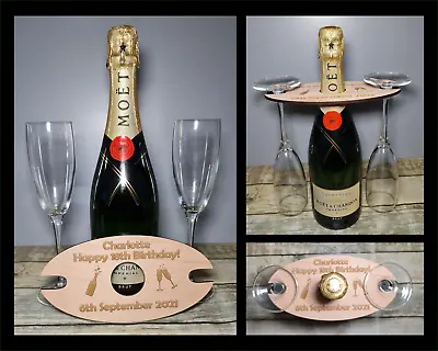 Personalised Birthday Gifts Champagne Bottle Glass Holder 18th 21st 30th 40th 50 • £6.99