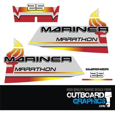 Mariner 25hp Marathon Outboard Engine Decals/sticker Kit • $47.95