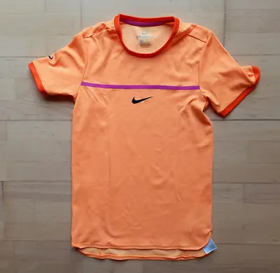 Nike Rafael Nadal 2016 Mubadala Aeroreact Shirt Tennis Orange Sz. XS • £30.72