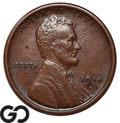 1914-S Lincoln Cent Wheat Penny AU Better Date San Francisco Issue • $9.95