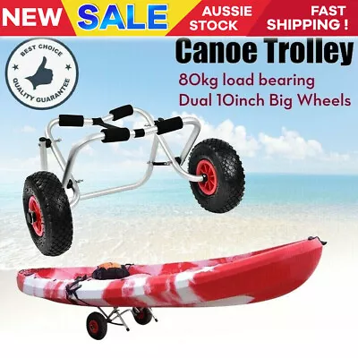 3M Strap Kayak Trolley Foldable Canoe Wheel Cart Boat Carrier 100KG Collapsible • $53.99