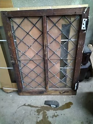 Antique Leaded Glass Diamond Pattern Swinging Window • $35