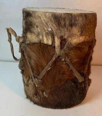 £19.99 • Buy Tribal Percussion Drum Traditional Folk Art Animal Hide Brown Fur Rawhide Skin