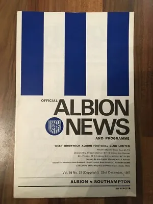 £1 • Buy West Brom V Southampton Programme Football League Division One 23/12/67