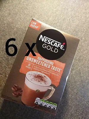 £16.77 • Buy 6x 8 Nescafe Gold CAPPUCCINO UNSWEETENED Taste Instant Coffee 🥤48 Sachets CHEAP