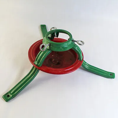 Vintage Metal Christmas Tree Stand Red Green 3 Side Stabilizing Screws • $20.90