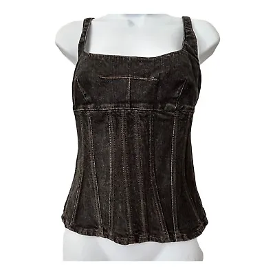 Vintage Dolce Gabbana Black Wash Denim Corset Top Size Small • $175