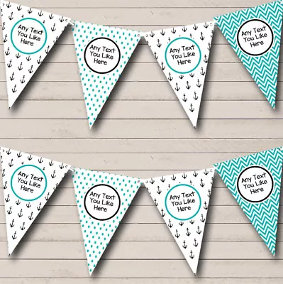 Personalised Nautical Bunting Party Banner Birthday Baby Shower Wedding Garland • £6.95