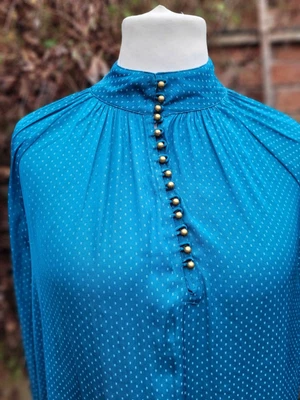 $41.99 • Buy JOHN LEWIS AND OR Blouse Top Shirt Turquoise Size 14 Steampunk Military RRP £65