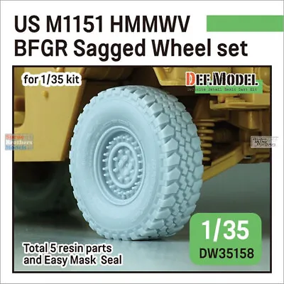 DEFDW35158 1:35 DEF Model US M1151 HMMWV BFGR Sagged Wheel Set • $24.79