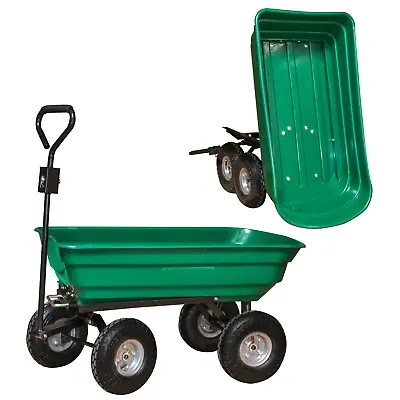 Heavy Duty Garden Tipper Cart Trailer Barrow Large Dump Truck Trolley Allotment • £62.95