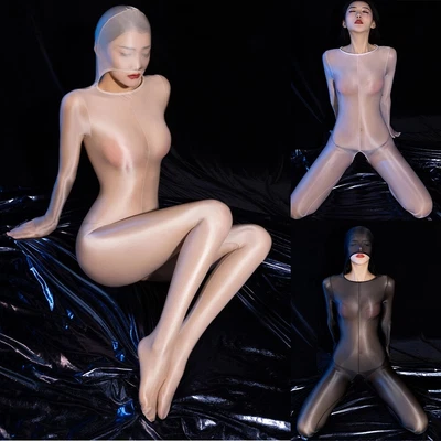 $22.28 • Buy Women Sheer Full Body/Lingerie Bodysuit Shiny/Glossy Jumpsuit Open Crotch Romper