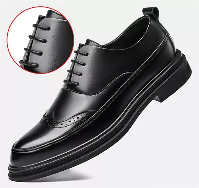 Mens Wedding Pointed Toe Brogue Lace Shoes Business Formal Leather Oxford Dress • $65.11