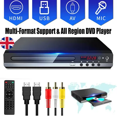 Region Free 1080p DVD Player With Remote & HDMI/AV Cable--Remote Control • £27.99