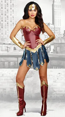 £31.19 • Buy Wonder Woman Costume Adult Superhero Halloween Cosplay Fancy Dress Outfit