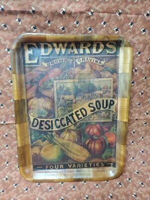 Vintage Edwards Desiccated Soup Advertising Woven Bamboo Tray 16  X 12  • $20