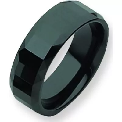 Ceramic Black Faceted 8mm Mens Wedding Ring Size 12 • $45.23