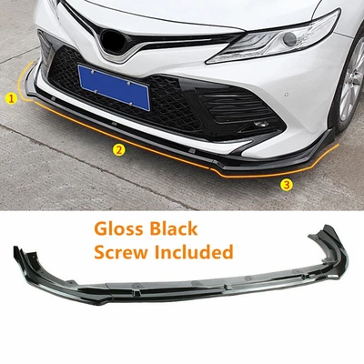 $60.91 • Buy For Toyota Camry 2018-2020 Front Bumper Lip Spoiler Splitter Gloss Black Painted