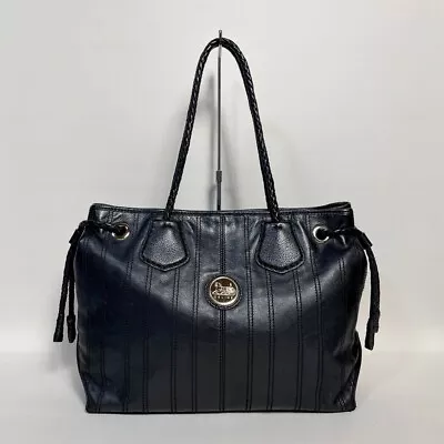 Vintage Old CELINE Leather Tote Bag Shoulder Bag Carriage Black • $288