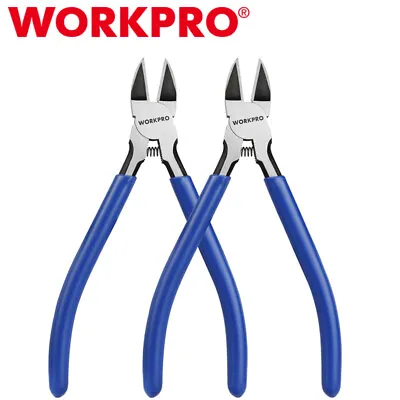 WORKPRO 2PC Wire Cutters 6 Inch Precision Flush Cutter Spring Loaded Side Pliers • $15.49