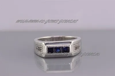 Mens Blue Sapphire Rings Sterling Silver 925 Natural Sapphire Ring Gift For Him • $184.99