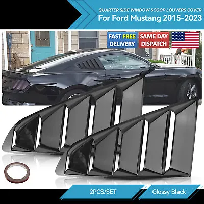 For 2015-23 Ford Mustang Glossy Black Side Vent Window 1/4 Quarter Scoop Louver/ • $36.99