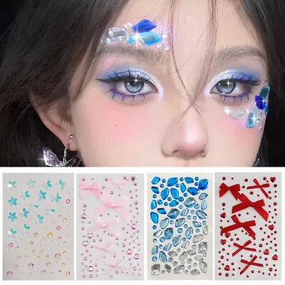 Face Gems Adhesive Glitter Jewel Tattoo Sticker Festival Party Body Makeup • £2.39