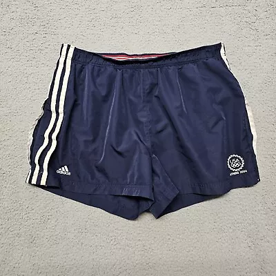 Vintage Adidas Shorts Olympics 2004 Men's L Blue White Three Stripes Logo Y2k • $27.77