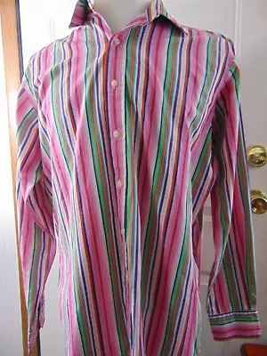 Polo Ralph Lauren Long Sleeve Button Up Rainbow Stripes CURHAM Size LARGE • $19.94