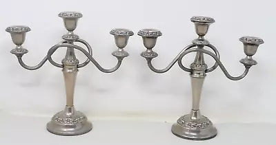 Three Branch Candelabra Candle Holders Pair Silver Plated Vintage By Ianthe 25cm • £20