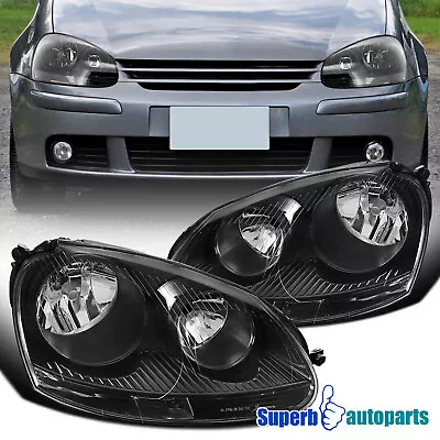 Fits 2005-2010 VW Volkswagen Golf Rabbit Jetta Black OEM Halogen Headlights • $136.98