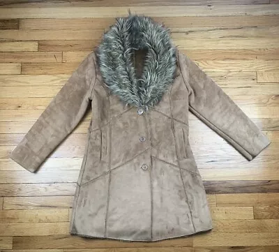 Vintage Leather Suede & Faux Fur Coat Penny Lane Inspired Size Medium • $71.40