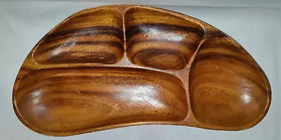 Monkey Pod Vintage Leilani Wood Carved Serving Dish 4 Compartments 15 X8  • $6.99