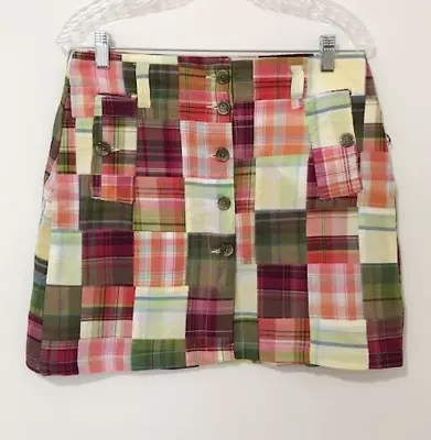 Carole Little Madras Plaid Patchwork Cotton Mini Skirt Size 10 NWT • $21.99
